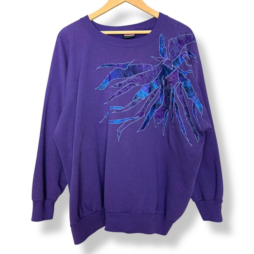 Vintage Sweatshirt Abstract Applique Pattern Small FLAWS Women Plus‎ Size XXXL
